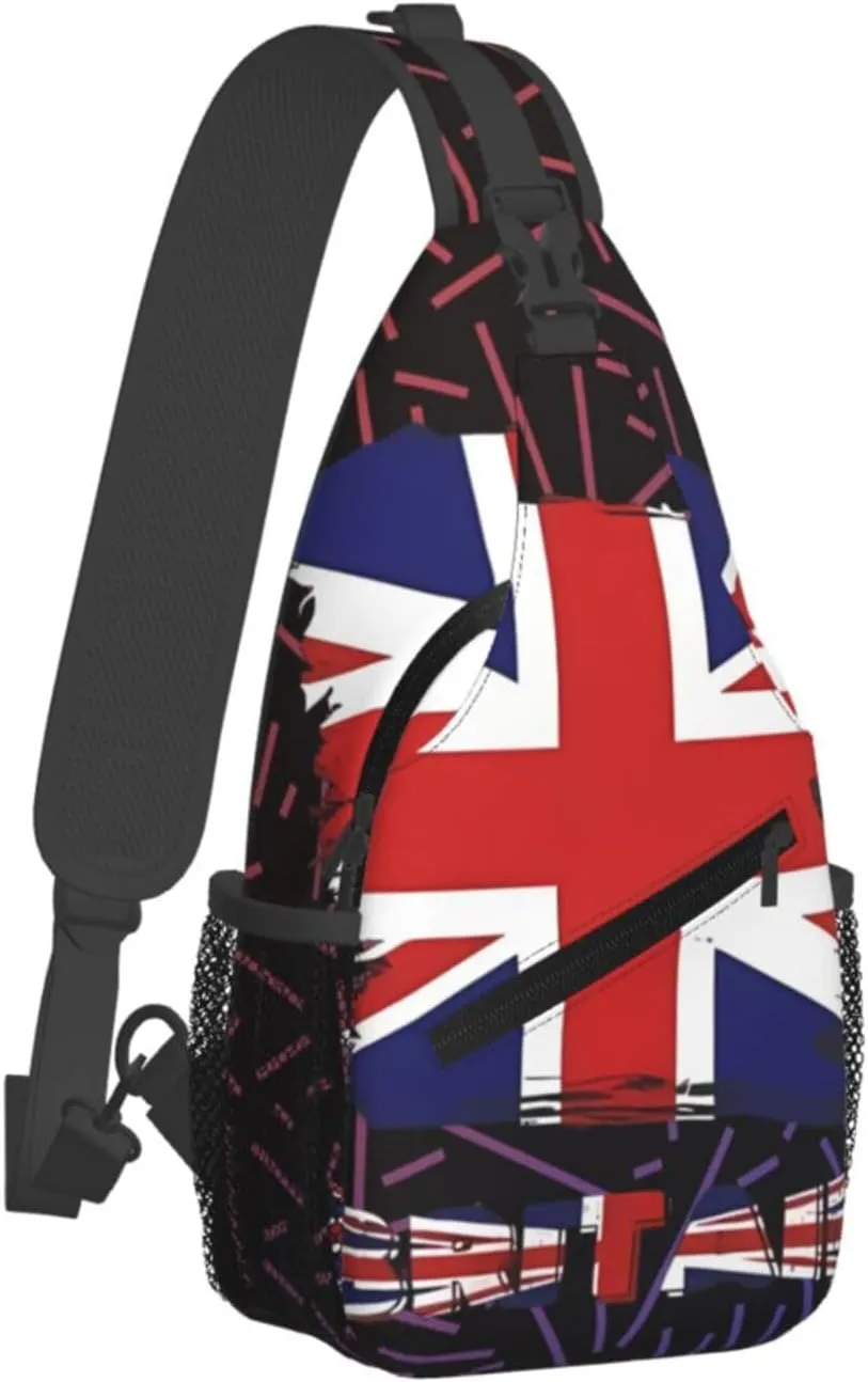 Britain British Uk Crossbody Backpack Chest Shoulder Bag Lightweight One Strap Travel Hiking Daypack