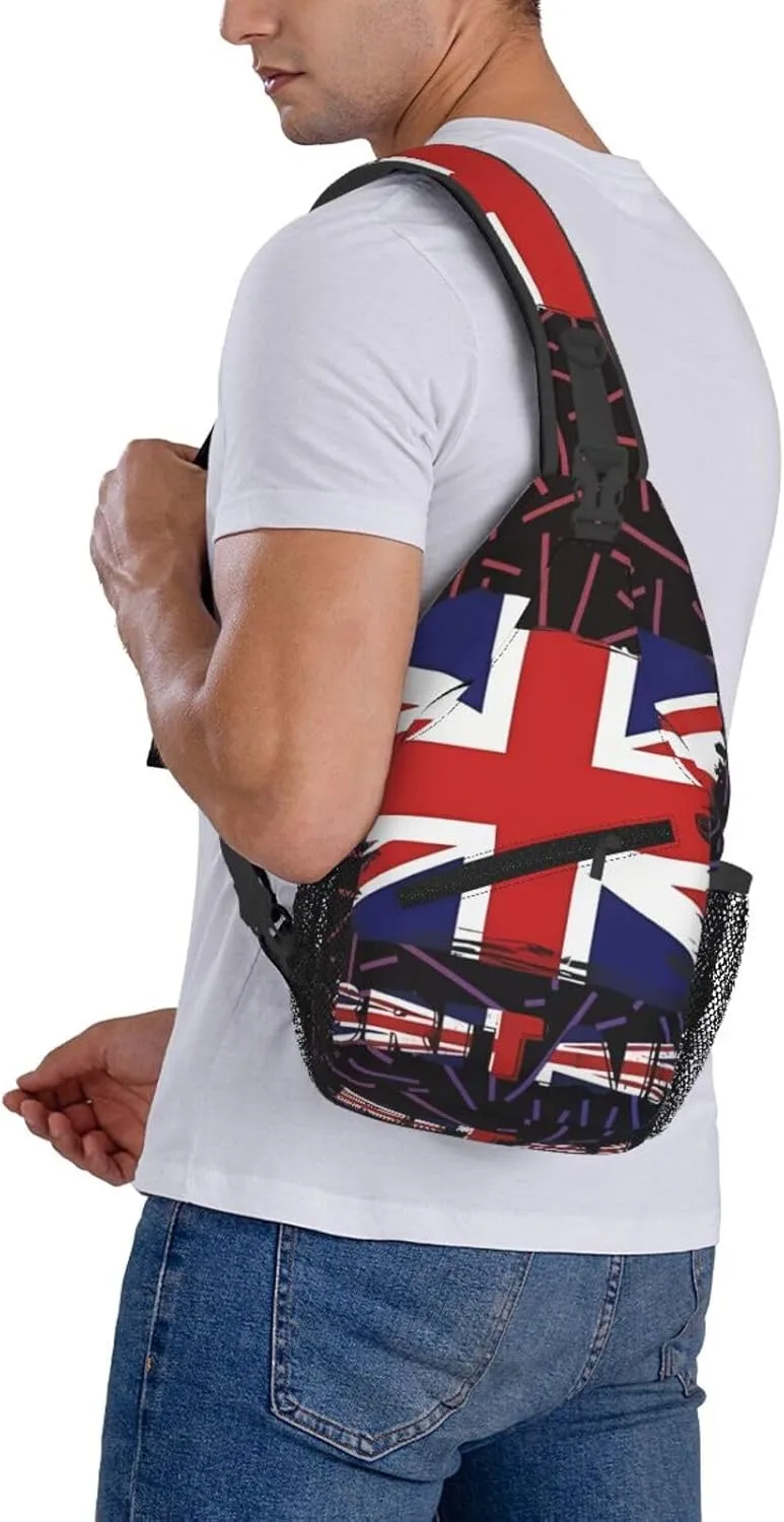 Britain British Uk Crossbody Backpack Chest Shoulder Bag Lightweight One Strap Travel Hiking Daypack