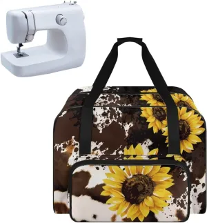 Brown Cow Sunflower Sewing Machine Carrying Case Portable Tote Bag Heavy Padded Sewing Machine Dust Cover Handbag for Sewing Machines