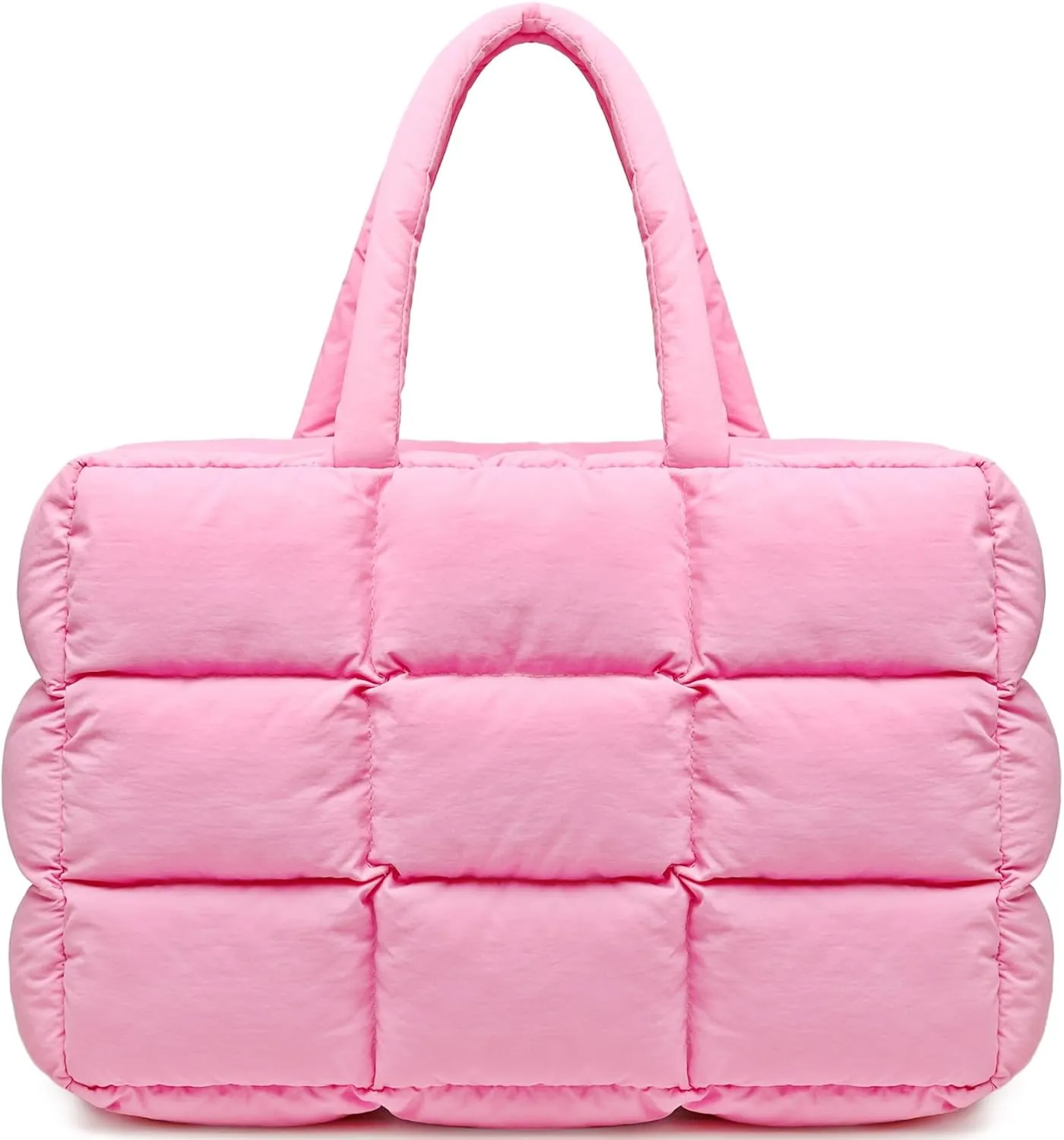 BTOOP Puffer Tote for Women, Large Quilted Puffy Bag with Zipper, Lightweight Cute Bag for Work Travel Shop Gym