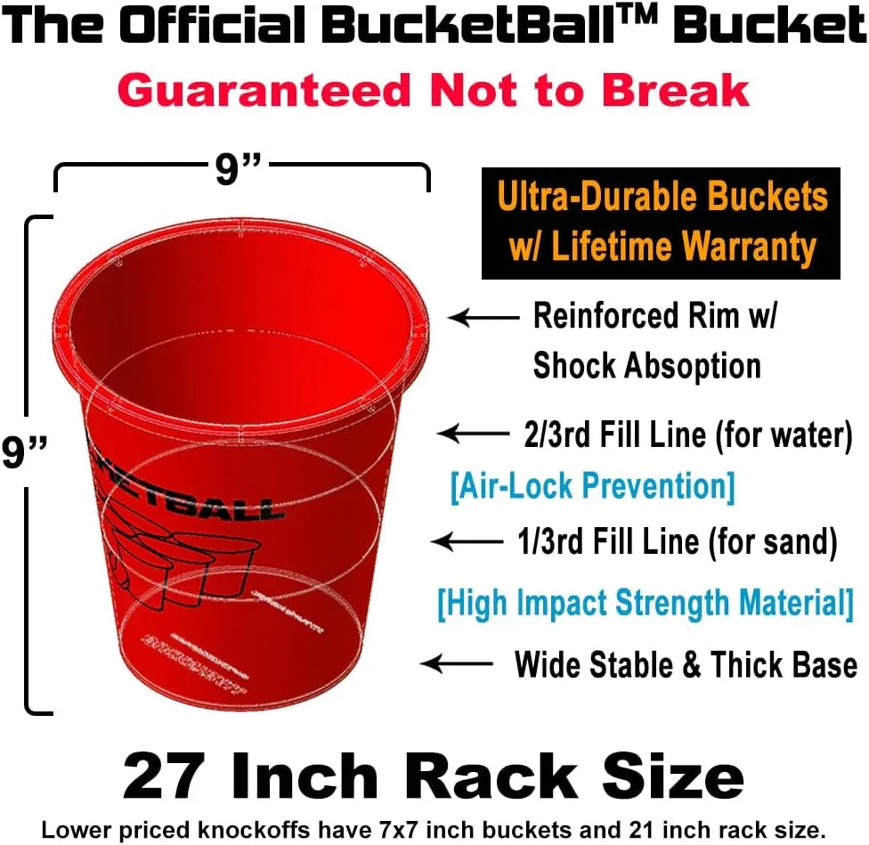 BucketBall | Team Color Edition | Combo Pack (Black/Black): Original Yard Pong Game: Best Camping, Beach, Lawn, Outdoor, Family, Adult, Tailgate, Jumbo, Giant Game