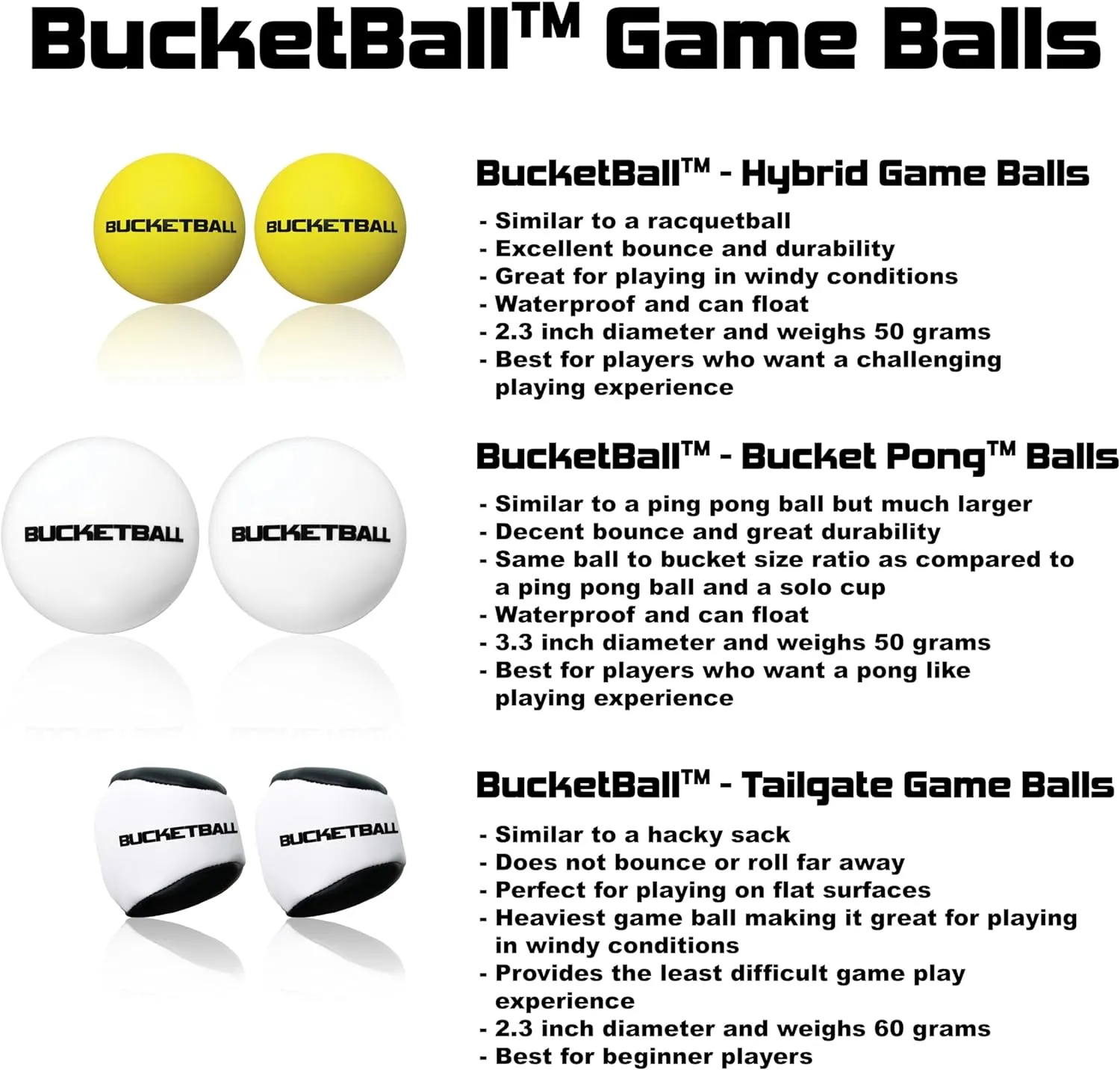 BucketBall | Team Color Edition | Combo Pack (Black/Black): Original Yard Pong Game: Best Camping, Beach, Lawn, Outdoor, Family, Adult, Tailgate, Jumbo, Giant Game