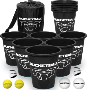 BucketBall | Team Color Edition | Combo Pack (Black/Black): Original Yard Pong Game: Best Camping, Beach, Lawn, Outdoor, Family, Adult, Tailgate, Jumbo, Giant Game