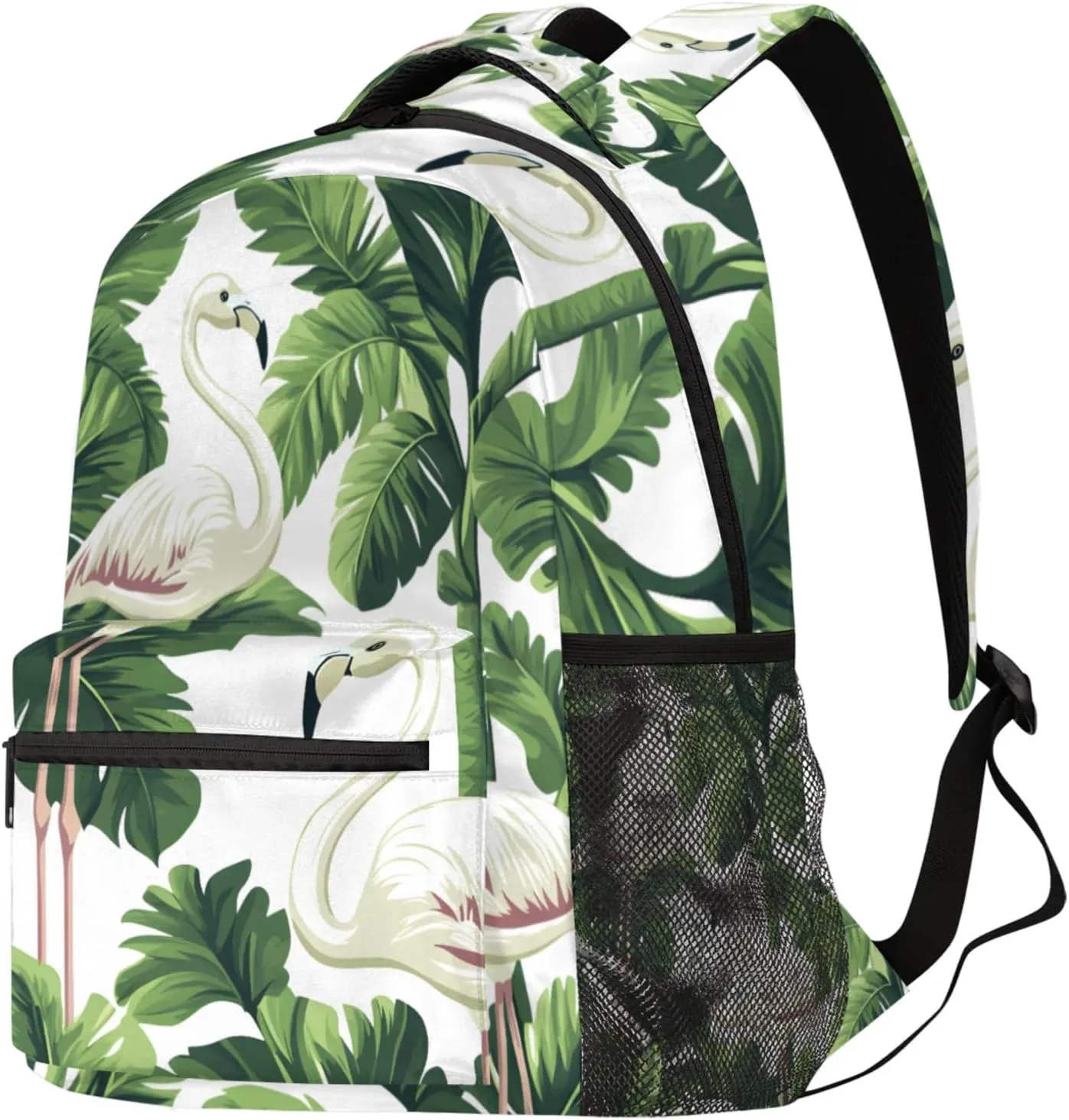 Budxapjw Animal Flamingo Travel Laptop Backpack for Women Men Palm Tree Waterproof Bag with Adjustable Padded Shoulder Straps for Business Work Travel Hiking Camping