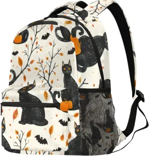 Budxapjw Animals Cat Travel Laptop Backpack for Women Men Bat Pumpkin Waterproof Bag with Adjustable Padded Shoulder Straps for Business Work Travel Hiking Camping