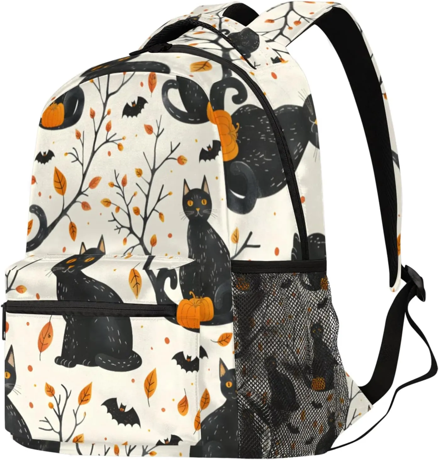 Budxapjw Animals Cat Travel Laptop Backpack for Women Men Bat Pumpkin Waterproof Bag with Adjustable Padded Shoulder Straps for Business Work Travel Hiking Camping