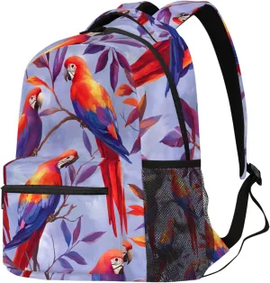 Budxapjw Beautiful Parrot Travel Laptop Backpack for Women Men Animal Parrot Waterproof Bag with Adjustable Padded Shoulder Straps for Business Work Travel Hiking Camping