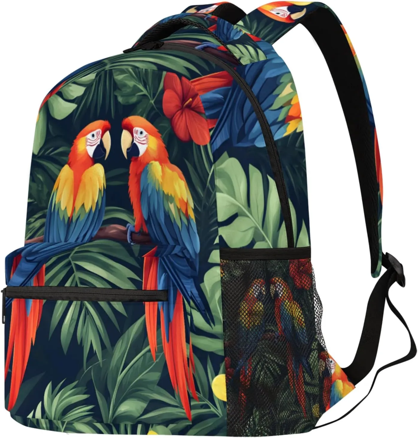 Budxapjw Beautiful Parrot Travel Laptop Backpack for Women Men Palm Leaves Waterproof Bag with Adjustable Padded Shoulder Straps for Business Work Travel Hiking Camping