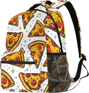 Budxapjw Cartoon Pizza Travel Laptop Backpack for Women Men Cartoon Star Waterproof Bag with Adjustable Padded Shoulder Straps for Business Work Travel Hiking Camping