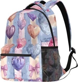 Budxapjw Colorful Heart Travel Laptop Backpack for Women Men Watercolor Painting Waterproof Bag with Adjustable Padded Shoulder Straps for Business Work Travel Hiking Camping