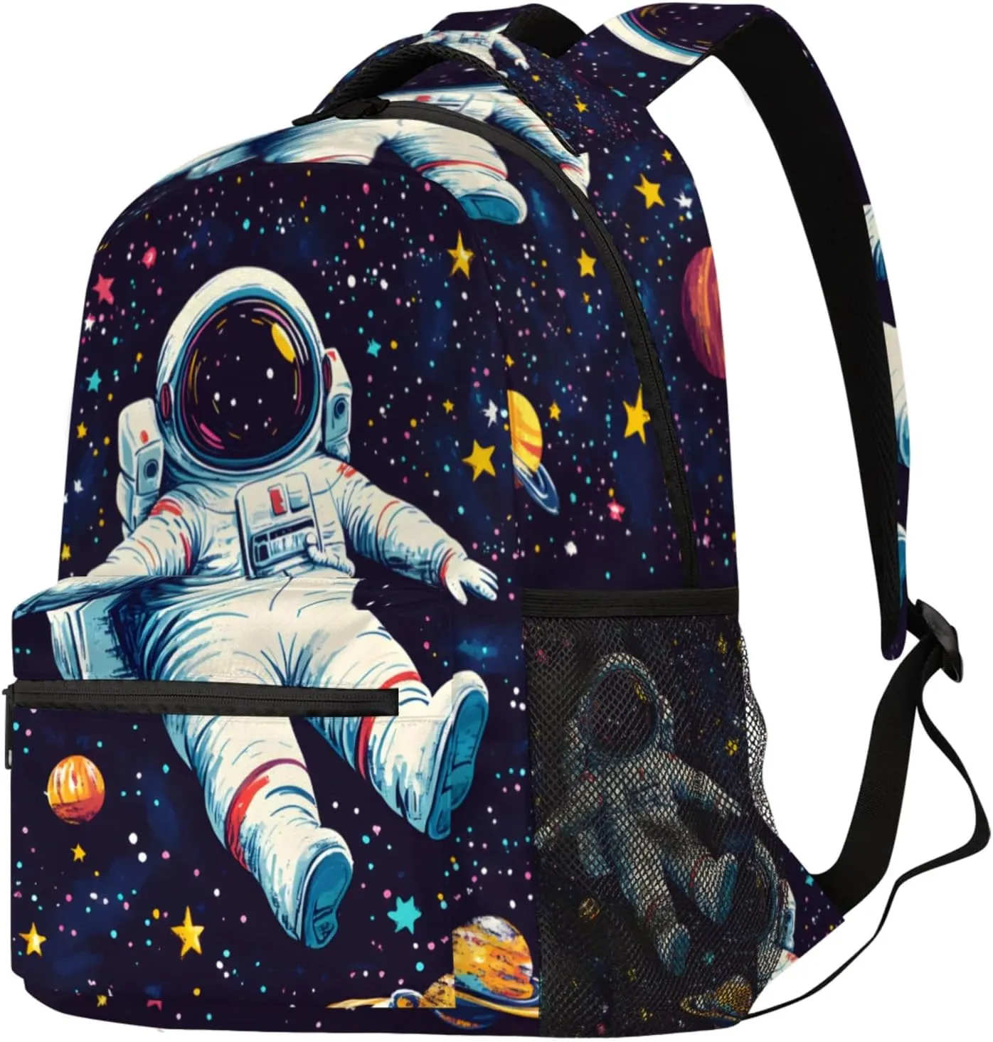 Budxapjw Cosmic Planet Travel Laptop Backpack for Women Men Cartoon Astronaut Waterproof Bag with Adjustable Padded Shoulder Straps for Business Work Travel Hiking Camping