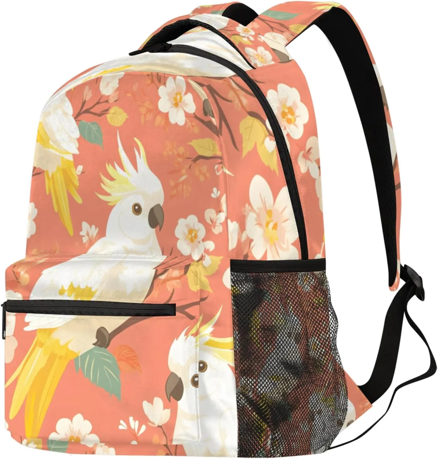 Budxapjw Cute Parrot Travel Laptop Backpack for Women Men Peach Trees Waterproof Bag with Adjustable Padded Shoulder Straps for Business Work Travel Hiking Camping
