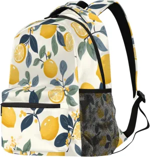 Budxapjw Fruit Lemon Travel Laptop Backpack for Women Men Colorful Leaf Waterproof Bag with Adjustable Padded Shoulder Straps for Business Work Travel Hiking Camping