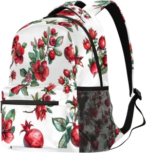 Budxapjw Fruit Pomegranate Travel Laptop Backpack for Women Men Pomegranate Flower Waterproof Bag with Adjustable Padded Shoulder Straps for Business Work Travel Hiking Camping