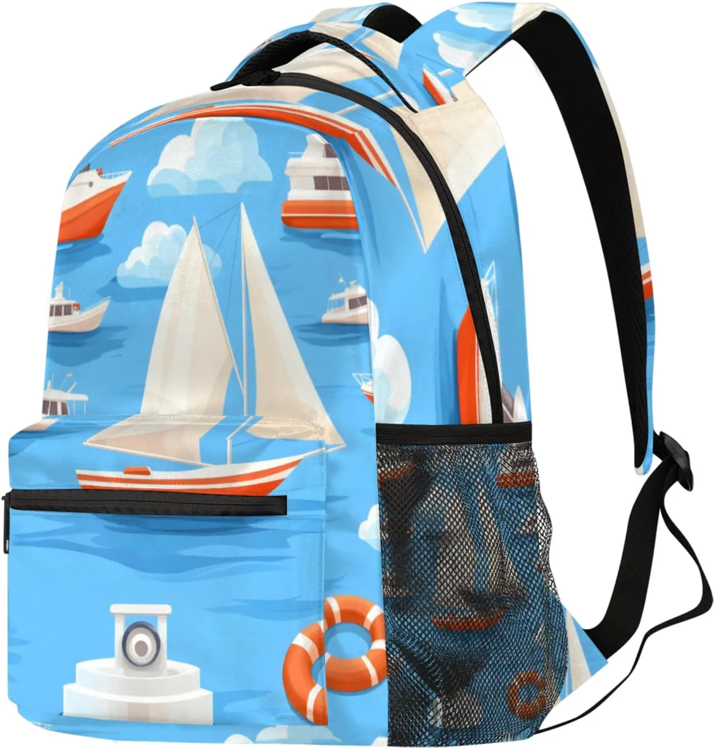 Budxapjw Ocean Ship Travel Laptop Backpack for Women Men Sea Vehicle Waterproof Bag with Adjustable Padded Shoulder Straps for Business Work Travel Hiking Camping