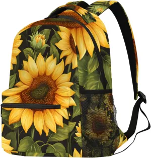 Budxapjw Spring Sunflower Travel Laptop Backpack for Women Men Sunflower Pattern Waterproof Bag with Adjustable Padded Shoulder Straps for Business Work Travel Hiking Camping