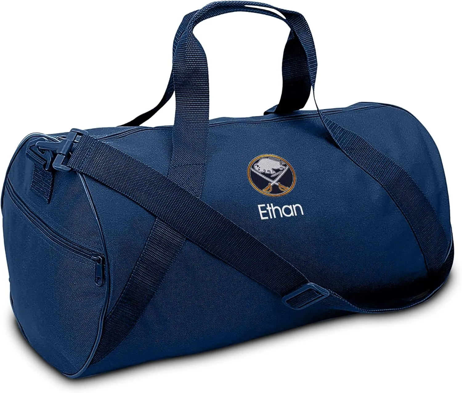 Buffalo Sabres Personalized Youth Duffel Bag, Officially Licensed (Navy)