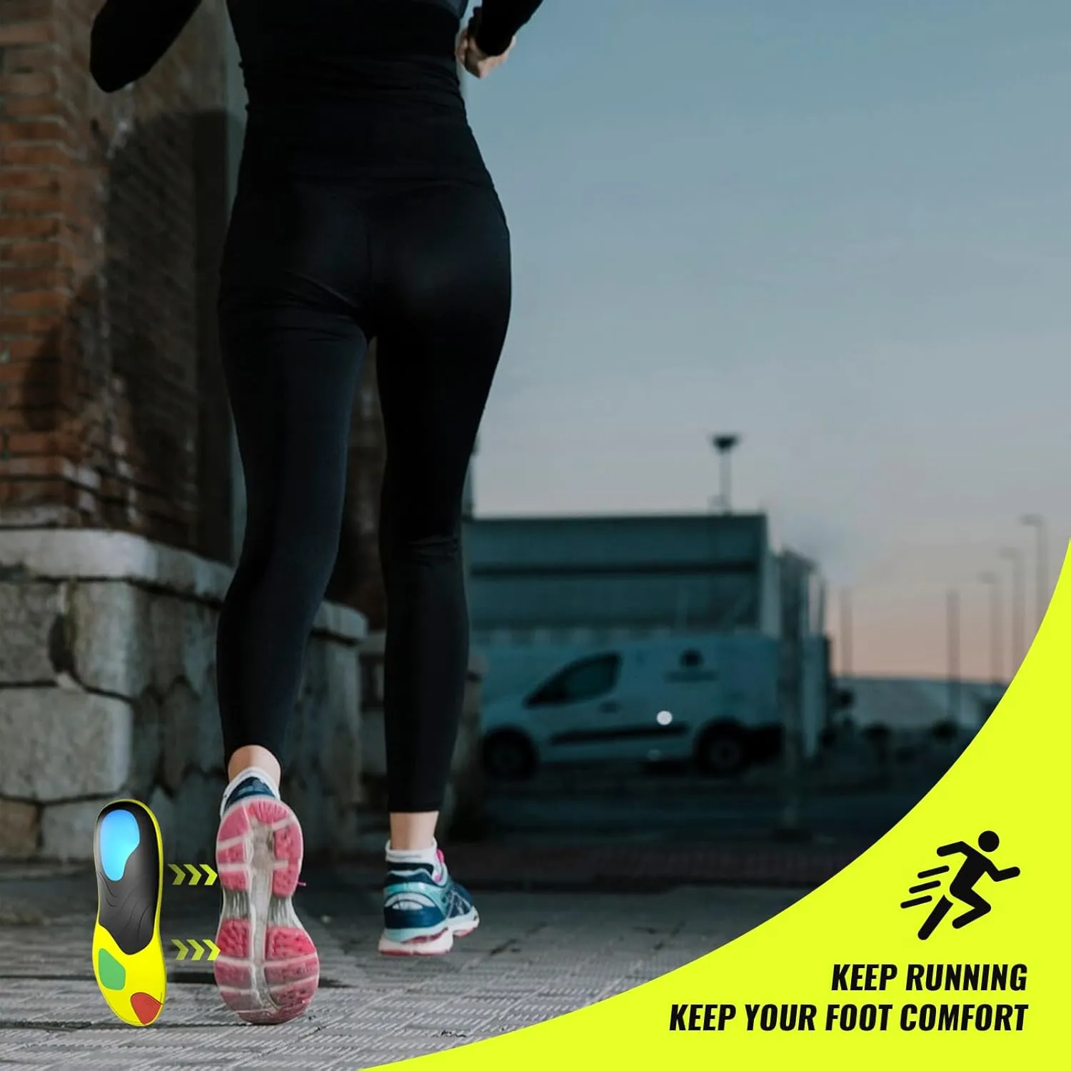 Bukihome Sport Insoles for Men Women - Arch Support Orthotics Inserts - Shock Absorption and Cushioning for Running Walking - Comfortable Insole for Standing All Day - FSA/HSA Eligible (Black, M)