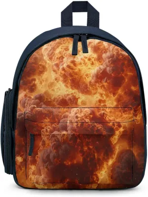 Burning Flames Explosion Fireball Unisex Small Backpack Lightweight Cute Shoulder Bag Travel Daypack