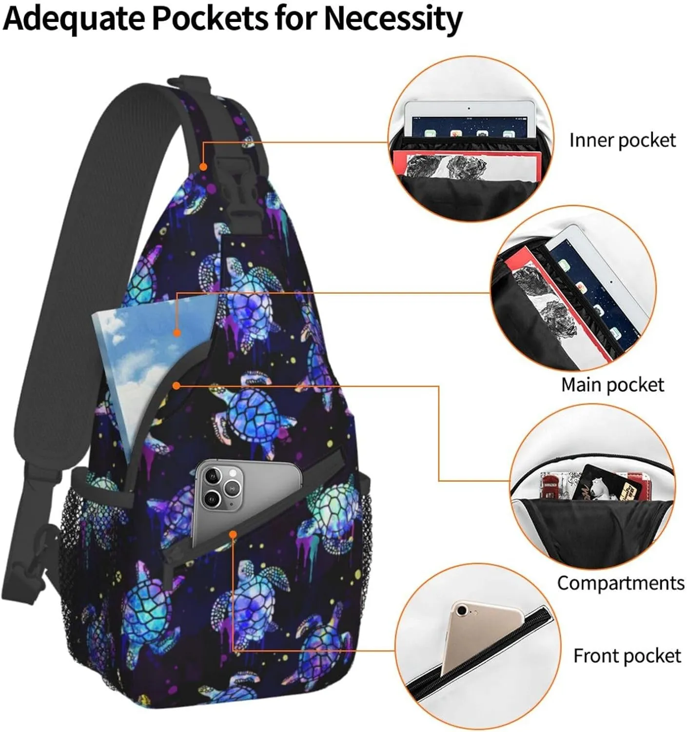 Butterflies Sling Bag Crossbody Sling Backpack for Women Men Travel Hiking Daypack Chest Shoulder Bag