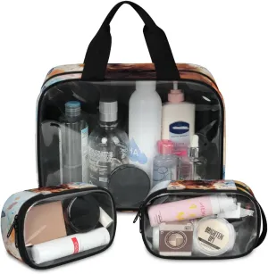 Butterfly Panda Cosmetic Bag,3 Pcs Toiletry Bag Clear Toiletry Bag Toiletry Bag for Women Clear Cosmetic Bag Makeup Organizer Bag Greedy Panda Animals