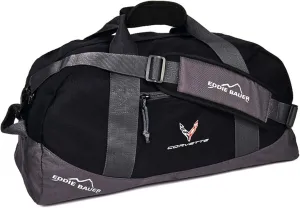 C8 Corvette Duffel Bag - Next Generation Eddie Bauer Travel Duffle with Cross Flags Logo (Black)