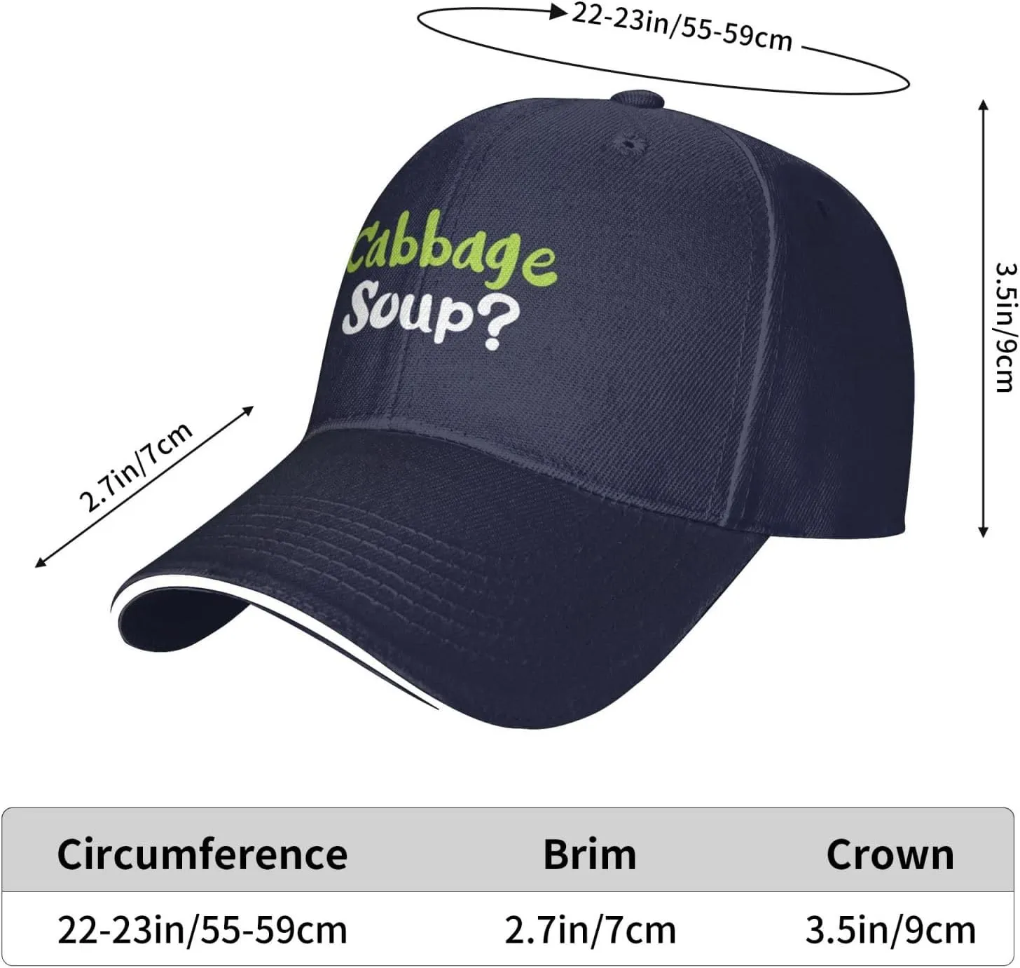Cabbage Soup Baseball Cap for Men Women Outdoor Adjustable Dad Hat