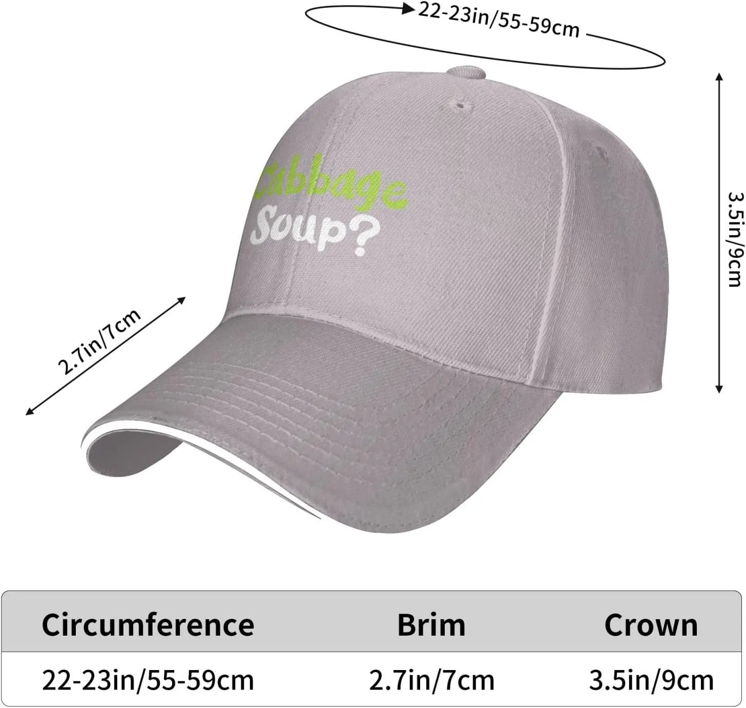 Cabbage Soup Baseball Cap for Men Women Outdoor Adjustable Dad Hat