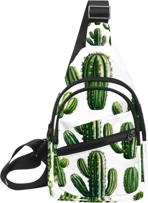 Cactus Plants (3) Sling Backpack, Adjustable Crossbody Shoulder Bag Travel Hiking Daypack