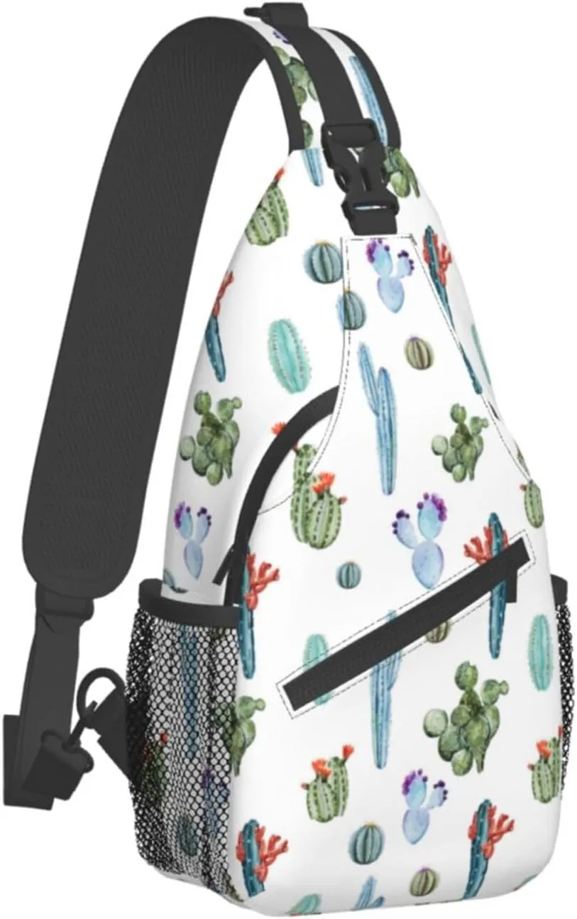 Cactus Plants Crossbody Bag Plants Shoulder Bag Backpack Cute Sling Bag Chest Casual Daypack for Outdoor