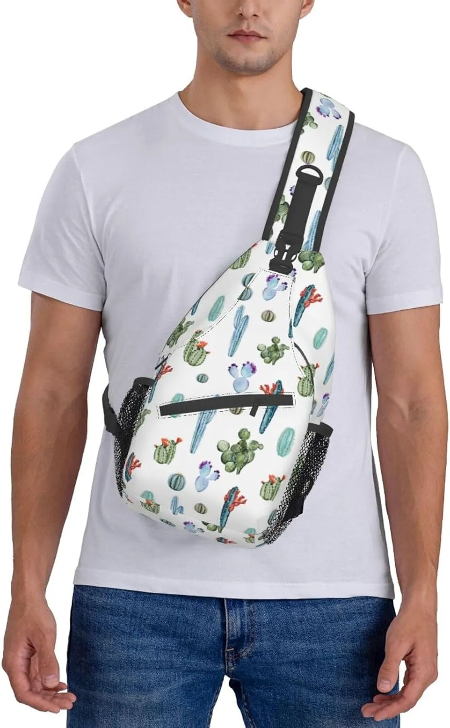 Cactus Plants Crossbody Bag Plants Shoulder Bag Backpack Cute Sling Bag Chest Casual Daypack for Outdoor