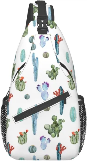 Cactus Plants Crossbody Bag Plants Shoulder Bag Backpack Cute Sling Bag Chest Casual Daypack for Outdoor