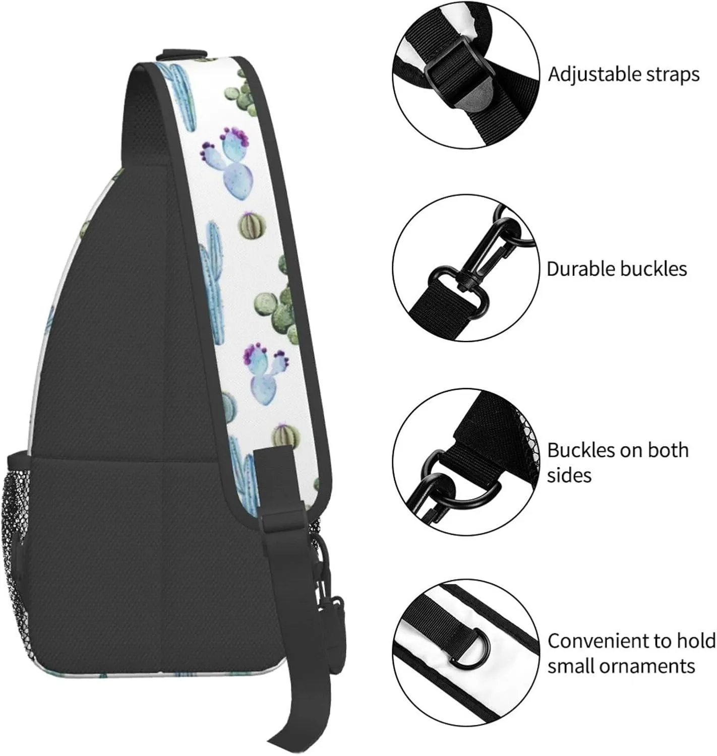 Cactus Plants Crossbody Bag Plants Shoulder Bag Backpack Cute Sling Bag Chest Casual Daypack for Outdoor