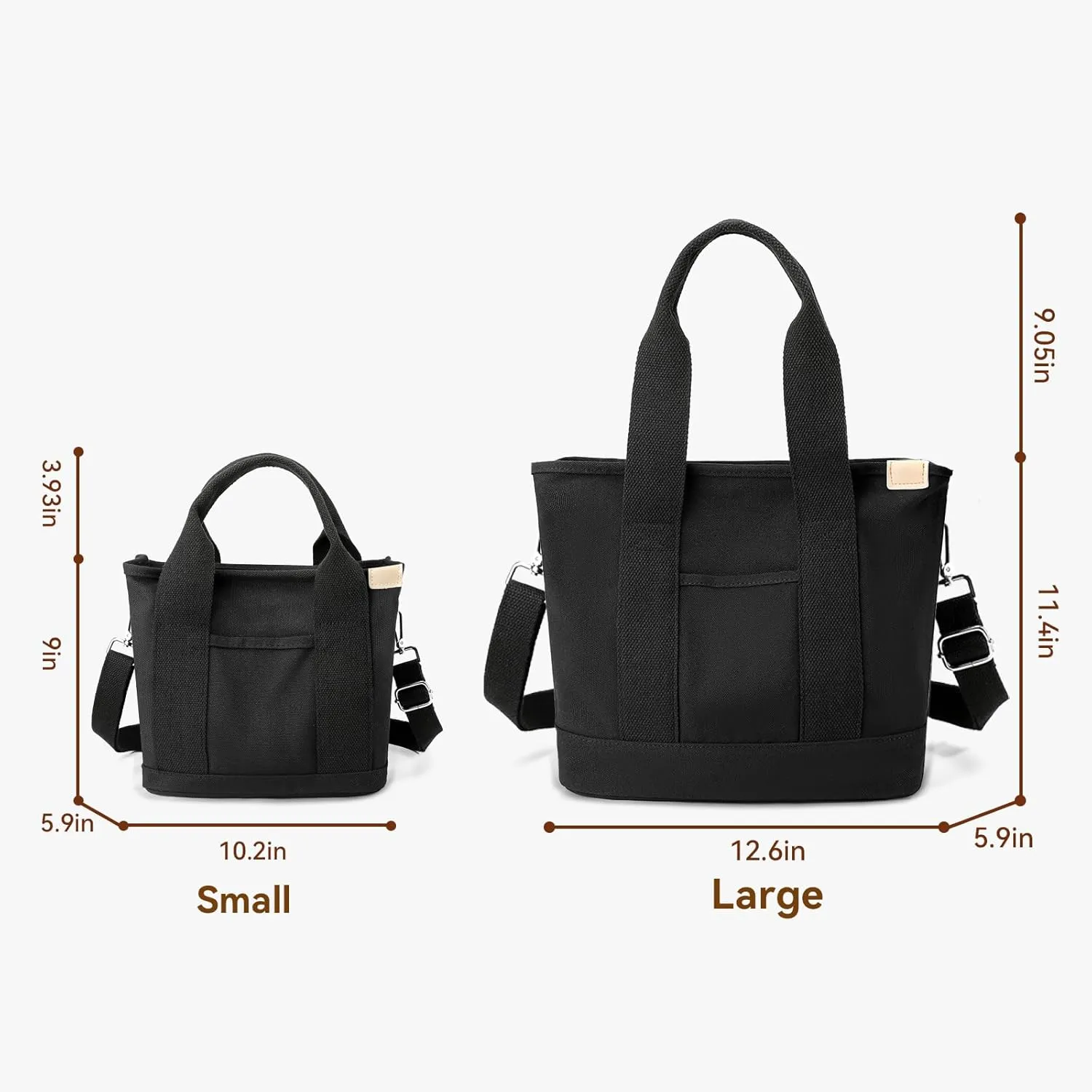 Canvas Tote Bag for Women Small Tote Bag with Zipper Crossbody Bag Shoulder Handbag Work Travel Tote with Compartments