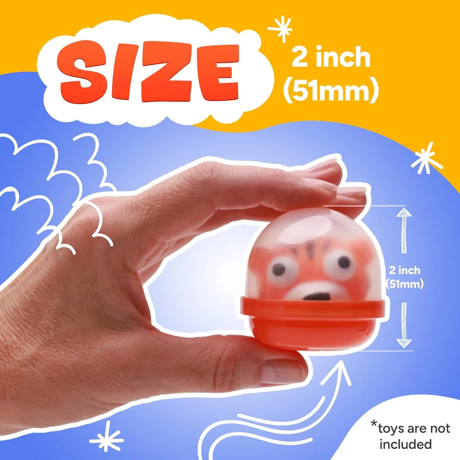Capsule Vending Machine Translucent Orange Acorn Capsules Empty 50 pcs 2 inch - Gumball Machine Capsules Bulk Party Favors DIY Containers - Easter Basket Stuffers Gifts Pinata Stuffers
