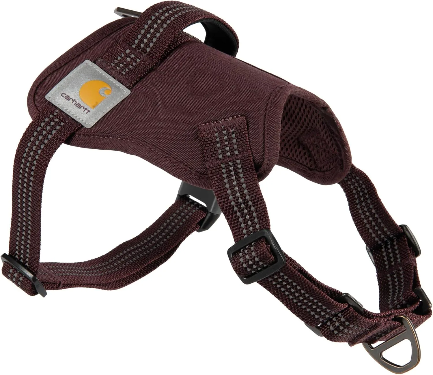Carhartt Nylon Duck No Pull Dog Harness, Fully Adjustable Dog Harness with Quick Control Handle and Reflective Accents, Deep Wine, Large