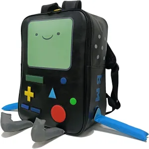 Cartoon Robot Travel Laptop Cute Backpack Blue PU Robot Animal Bmo Finn Jake Adventure Trip Backpack (Black)