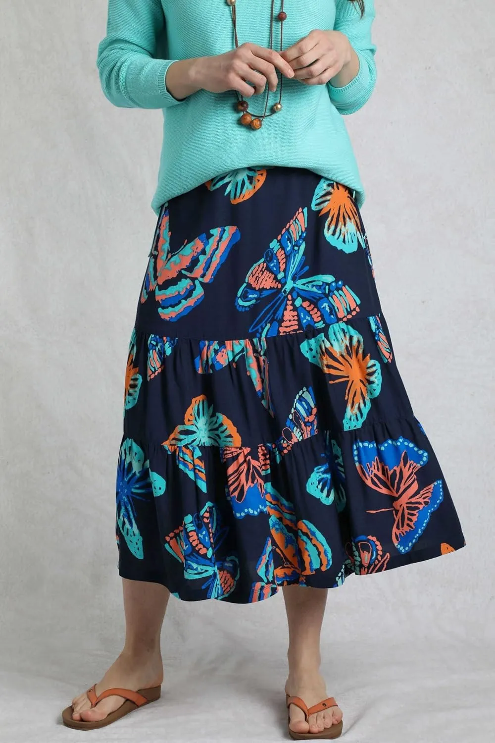 Cassis Lenzing EcoVero™ Printed Viscose Stepped Skirt