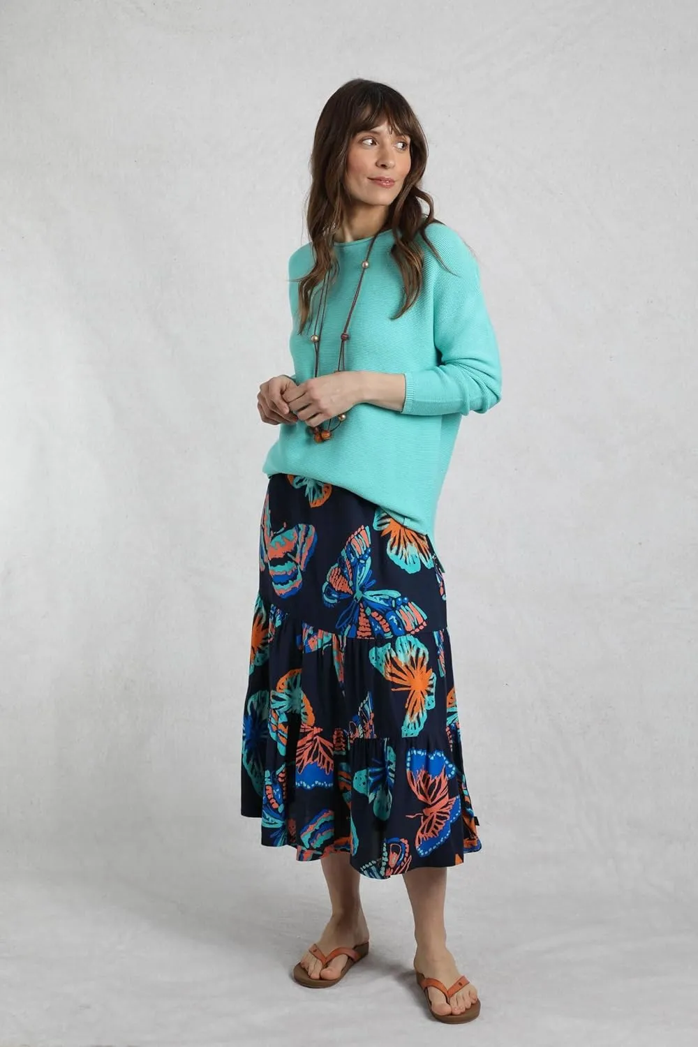 Cassis Lenzing EcoVero™ Printed Viscose Stepped Skirt