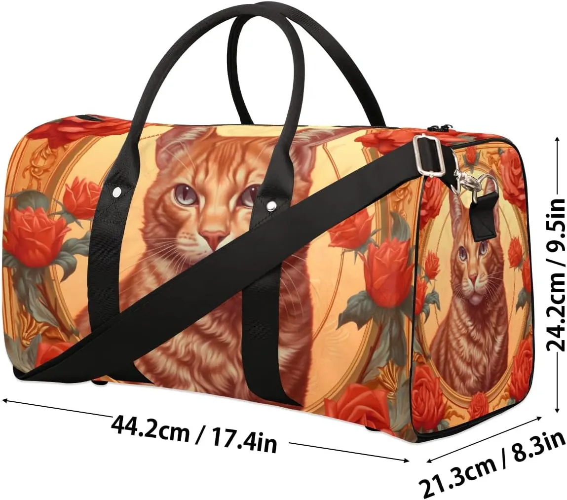 Cat Themed Travel Duffel Bag for Women Men Waterproof Foldable Overnight Weekender Bag Large Capacity Sports Gym Bag
