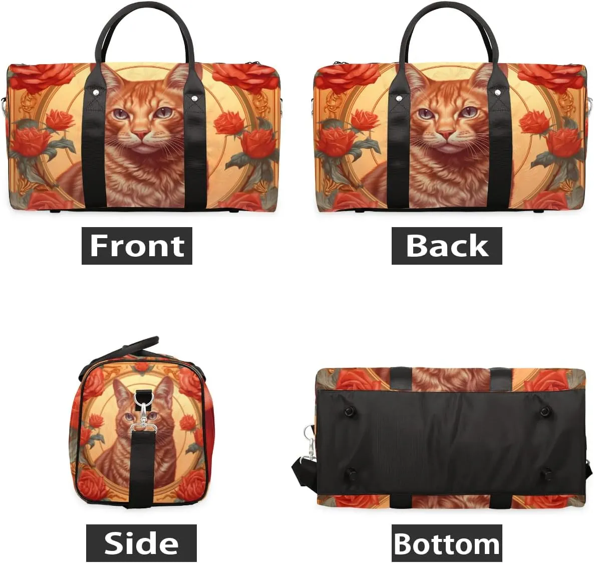 Cat Themed Travel Duffel Bag for Women Men Waterproof Foldable Overnight Weekender Bag Large Capacity Sports Gym Bag