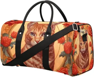 Cat Themed Travel Duffel Bag for Women Men Waterproof Foldable Overnight Weekender Bag Large Capacity Sports Gym Bag