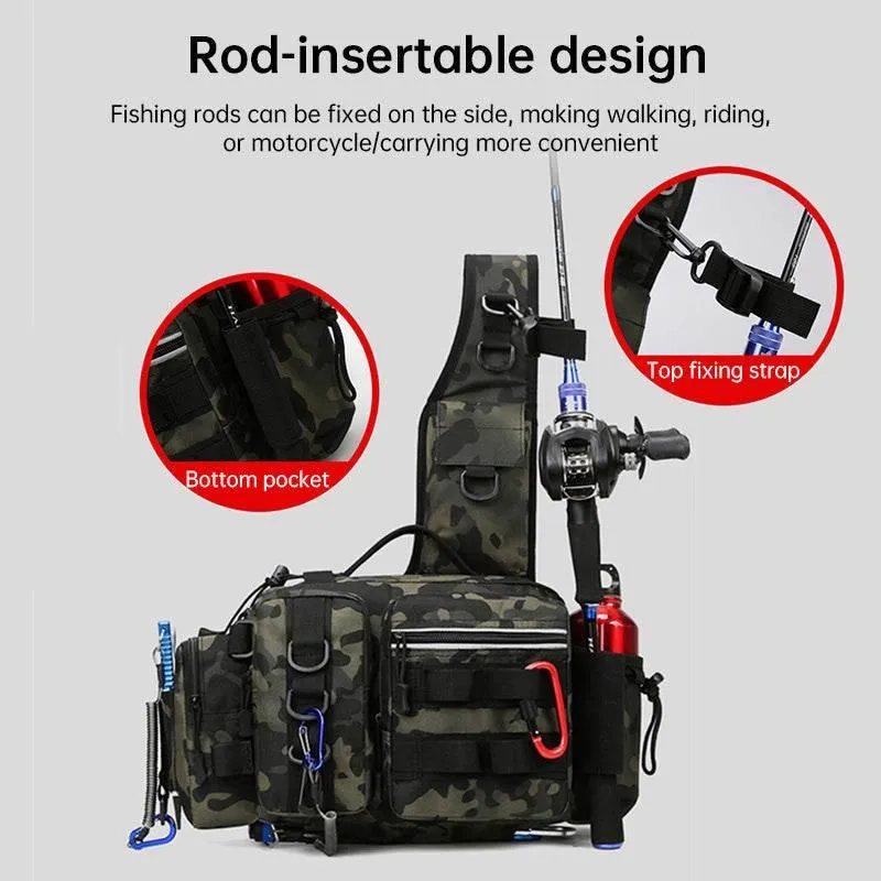 Catch the Thrill with Our Camouflage Fishing Sling Bag