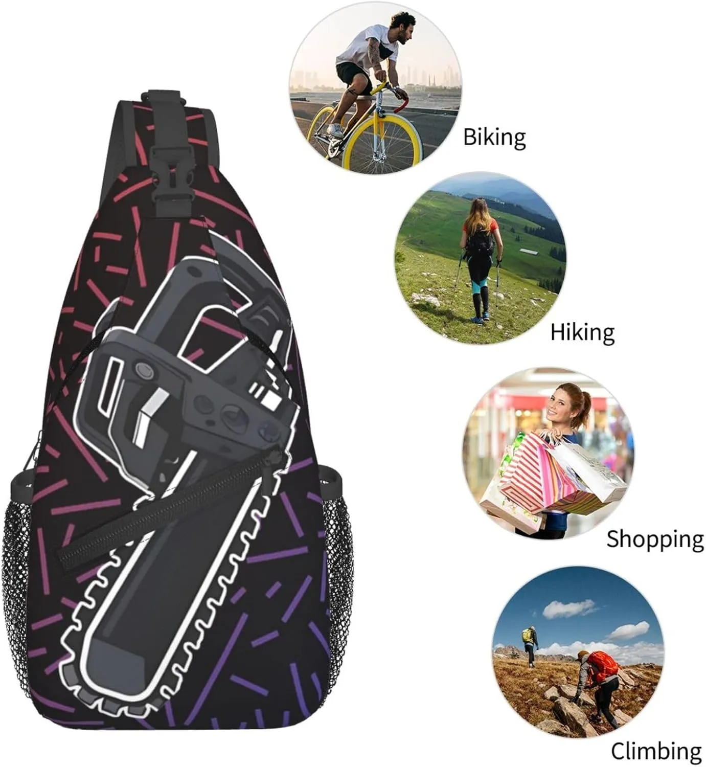 Chainsaw Chain Cut Danger Equipment Small Crossbody Backpack Sling Bag For Men Women Mini One Shoulder Chest Bags Gym Sport Travel Hiking Daypack