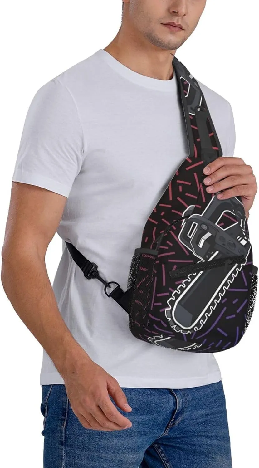 Chainsaw Chain Cut Danger Equipment Small Crossbody Backpack Sling Bag For Men Women Mini One Shoulder Chest Bags Gym Sport Travel Hiking Daypack
