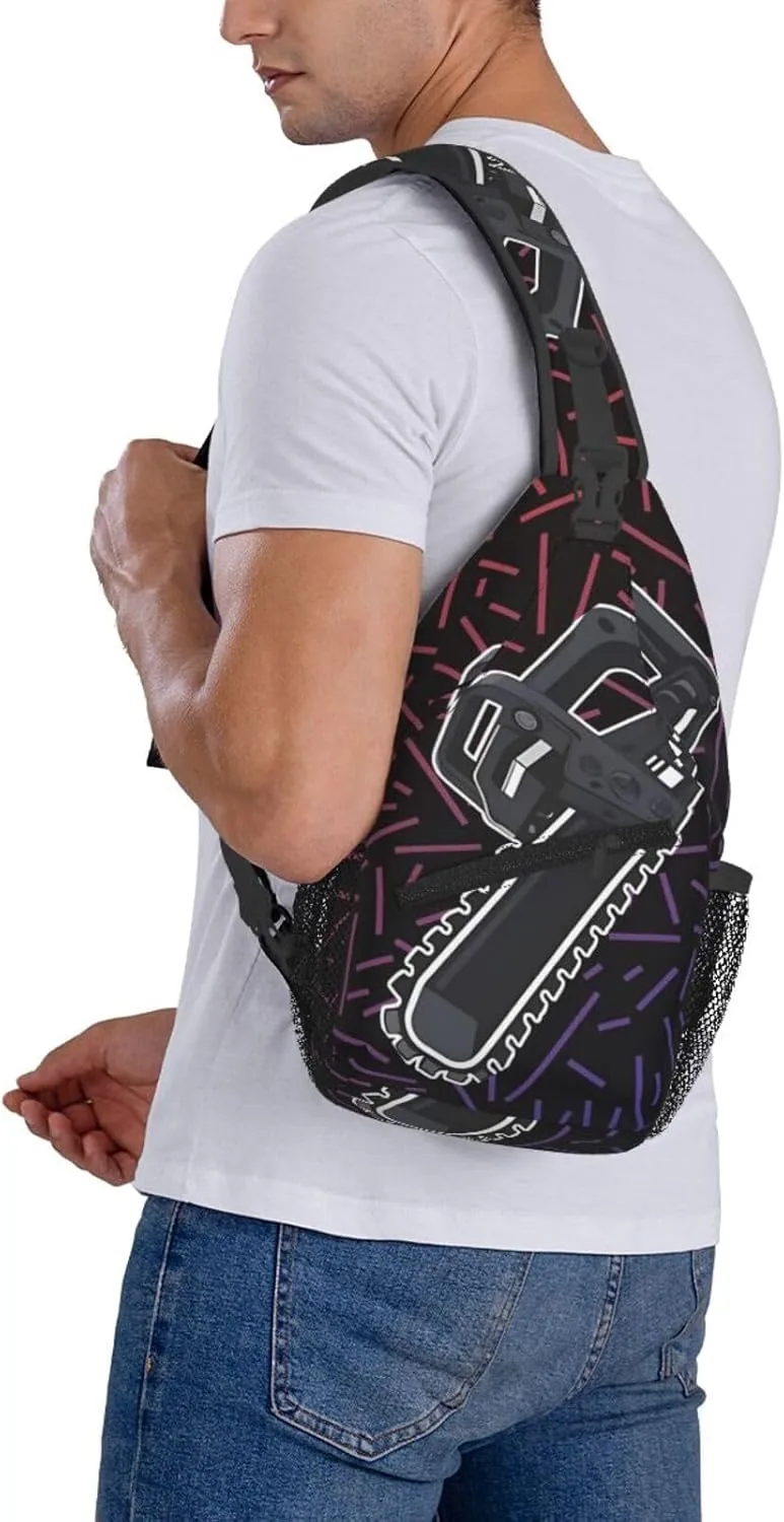 Chainsaw Chain Cut Danger Equipment Small Crossbody Backpack Sling Bag For Men Women Mini One Shoulder Chest Bags Gym Sport Travel Hiking Daypack