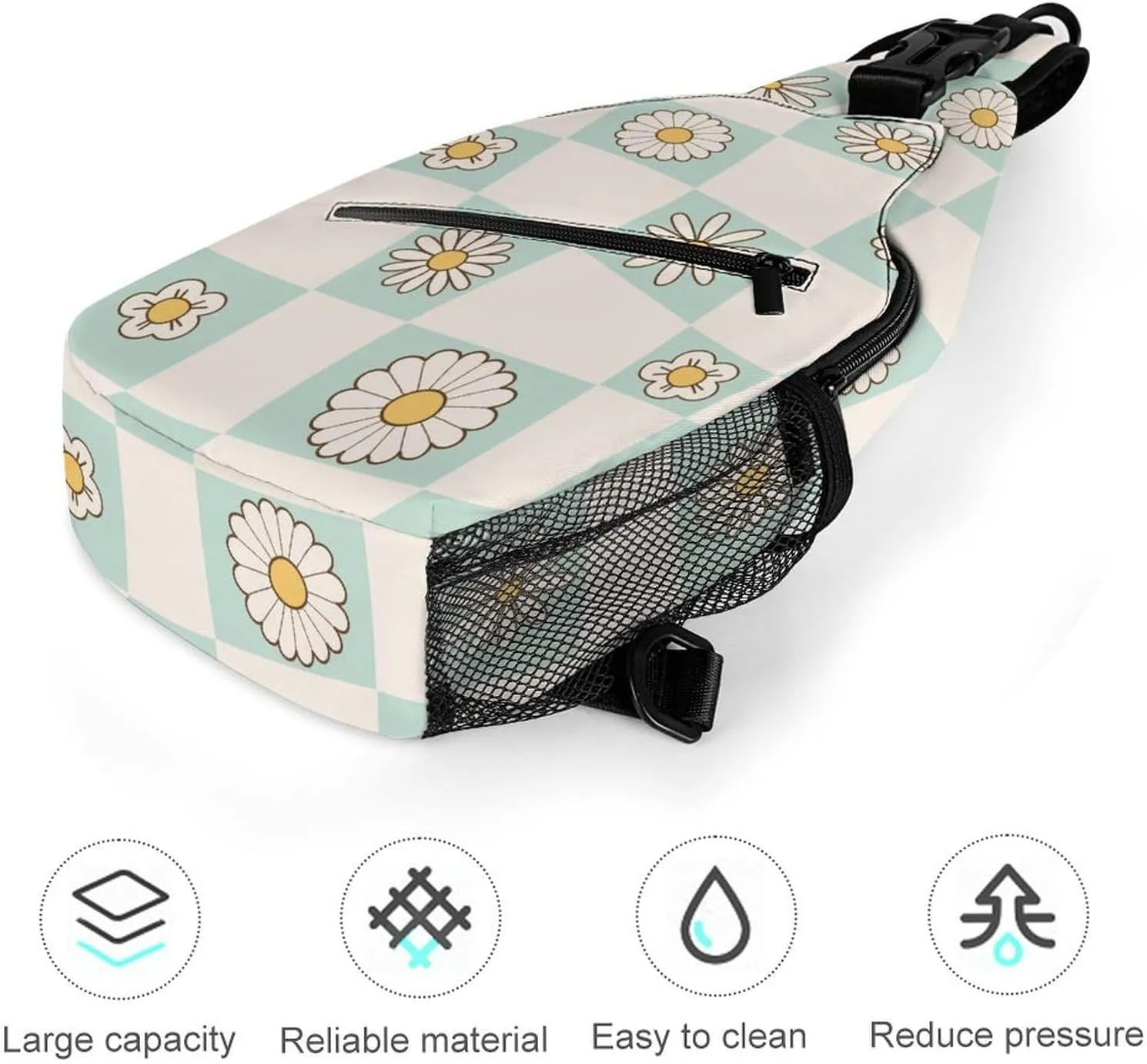 Checkerboard-style-retro Crossbody Sling Backpack, Shoulder Bag Chest Bag for Travel Sport Running, 38x20cm