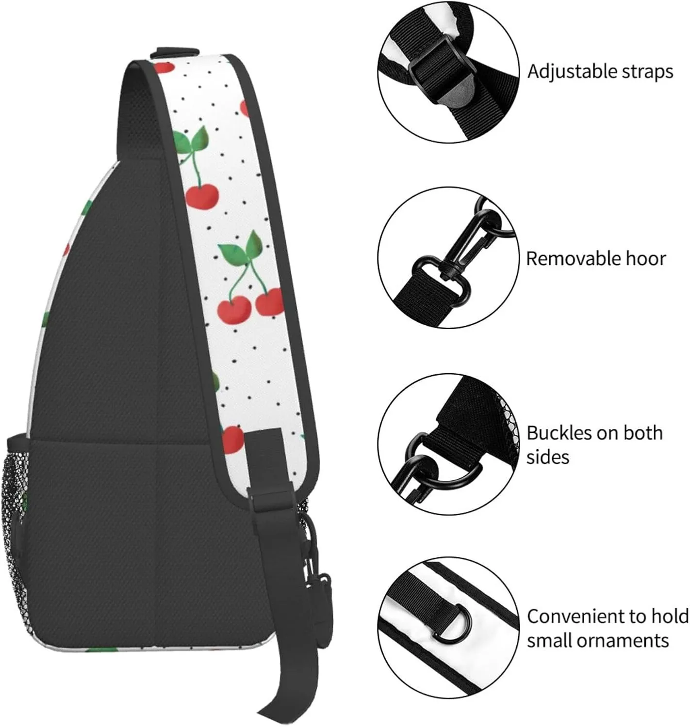 Cherry Crossbody Sling Bag For Women Men Cute Chest Bag Shoulder Bag Sling Backpack Casual Sport Daypack For Travel Hiking