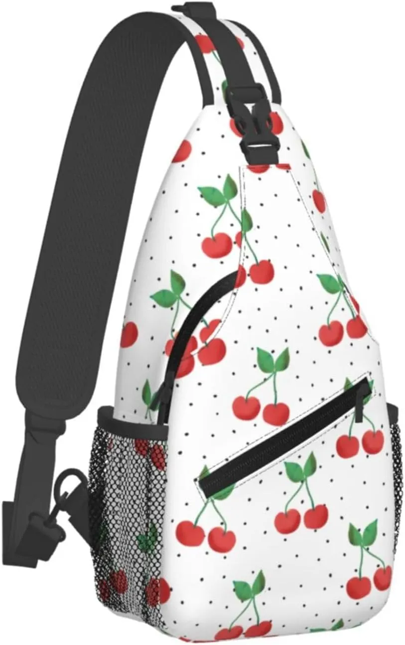 Cherry Crossbody Sling Bag For Women Men Cute Chest Bag Shoulder Bag Sling Backpack Casual Sport Daypack For Travel Hiking
