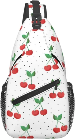 Cherry Crossbody Sling Bag For Women Men Cute Chest Bag Shoulder Bag Sling Backpack Casual Sport Daypack For Travel Hiking